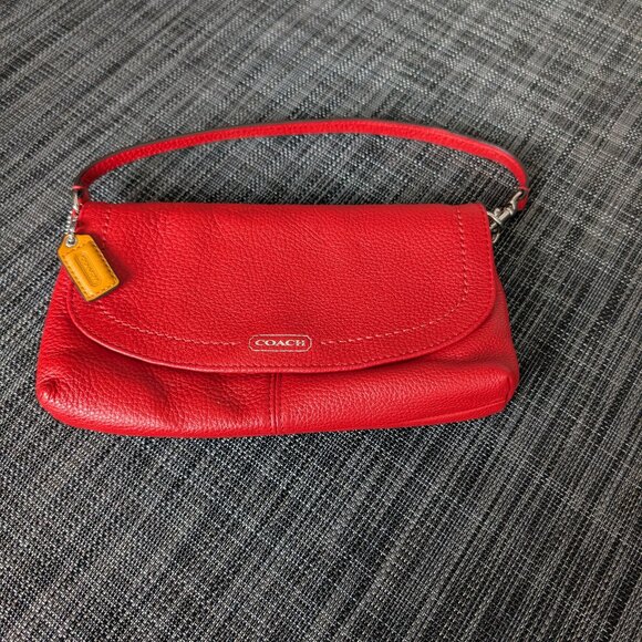 Coach Red Leather Clutch/Wristlet - Picture 1 of 8